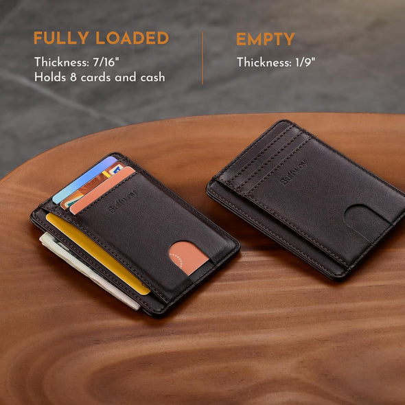 Buffway Slim Minimalist Front Pocket RFID Blocking Leather Wallets for Men and Women