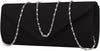 Women Evening Bag Clutch Purse, Handbag with Detachable Chain Strap for Wedding Cocktail Party Velvet Solid Color