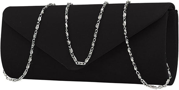 Women Evening Bag Clutch Purse, Handbag with Detachable Chain Strap for Wedding Cocktail Party Velvet Solid Color