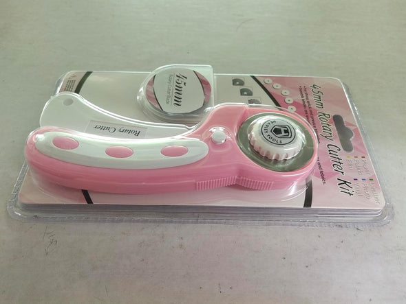 45Mm Rotary Cutter with 5Pcs Extra Blades, Ergonomic Handle Rolling Cutter with Safety Lock for Fabric, Leather, Crafting, Sewing, Quilting, Fabric Rotary Cutter Perfect for Left & Right Hand(Pink)
