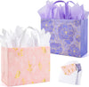 YANGTE 2 Pack 13" Large Beautiful Gift Bags Set with Greeting Card and Tissue Paper, Reusable Non-Woven Gift Wrap Bags with Handle for Presents of Any Birthday, Weddings, Mothers Day & Special Moments