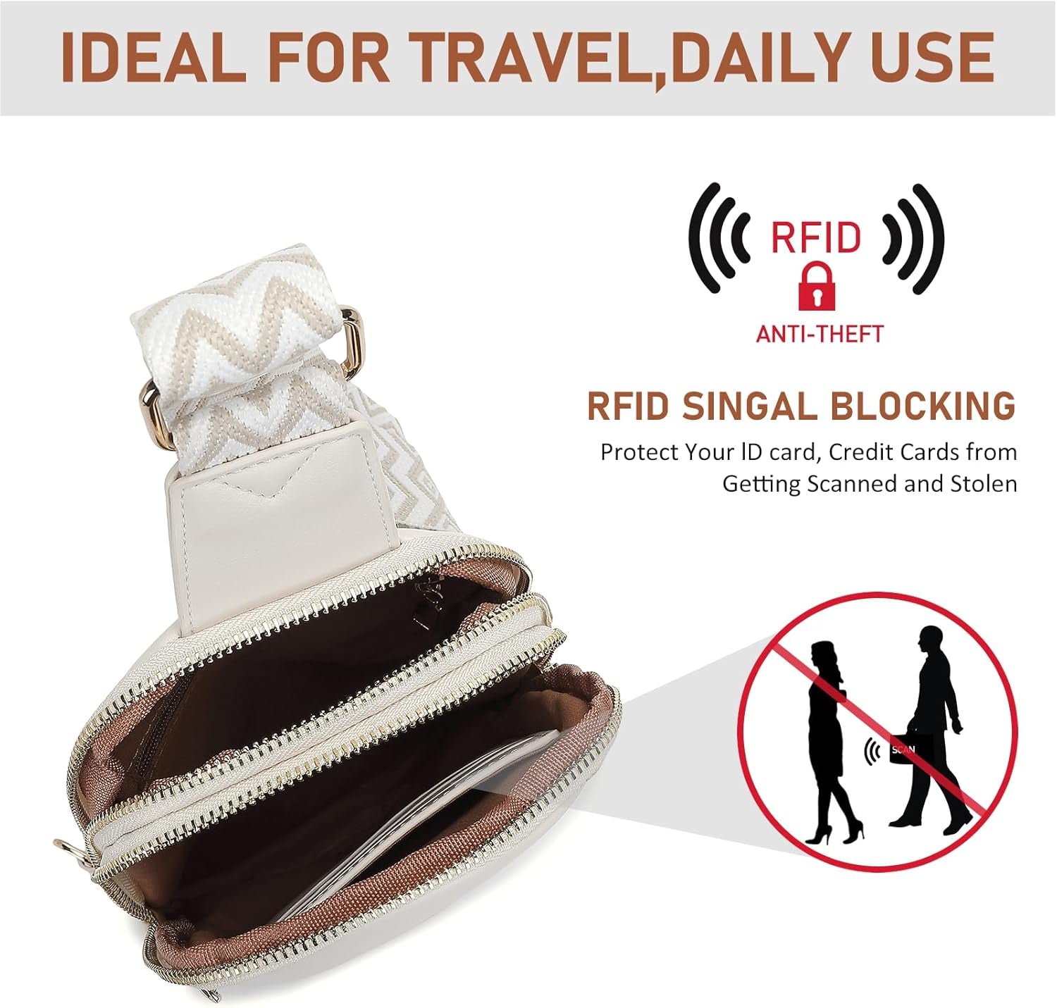 anti theft womens leather sling backpack rfid DIOMO Anti Theft Sling Bag