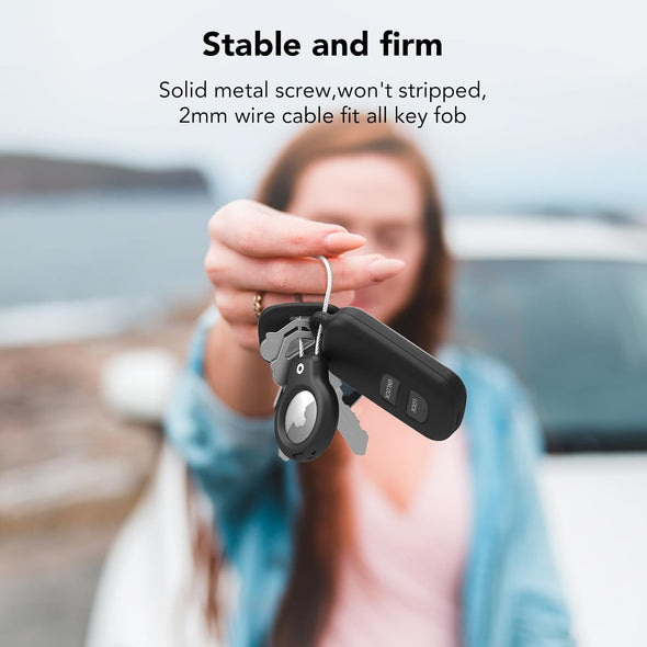 SPGUARD Compatible with Apple Airtag Secure Holder with Wire Cable, 4 Pack Air Tag Lock Case Keychain Key Ring Key Chain Luggage Tag for Kids Keys, Luggage & More Men Women'S Keyrings & Keychains