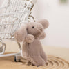 Cute Bunny Plush Keychain for Backpack, 3.5" Inch Mini Rabbit Keychain Purse Charm Pendant Gift for Women (Gray Pink)