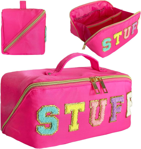 Preppy Bag Stoney Clover Makeup Bag Nylon Cosmetic Bag Stuff Makeup Bag Chenille Letter Pouch Stuff Pouch Rose Red
