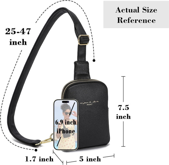 INICAT Travel Small Sling Bag Leather Crossbody Bags for Women Fanny Packs Cross Body Bag for Woman Cross Body Purses