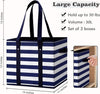 WISELIFE 3 Pack Reusable Grocery Bags Large Water Resistant Grocery Collapsible Heavy Duty Tote Bags for Shopping Picnic
