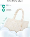 BAGSMART Tote Bag for Women, Puffy Tote Bag with Zipper, Large Quilted Shoulder Bag with Compartments for Travel, Work, Gym