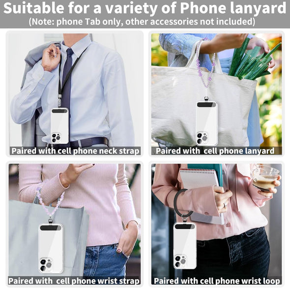 Phone Tether Tab for Iphone, Cell Phone Lanyard Patch, Phone Strap Replacement Part for All Full Phone Cases (Black)