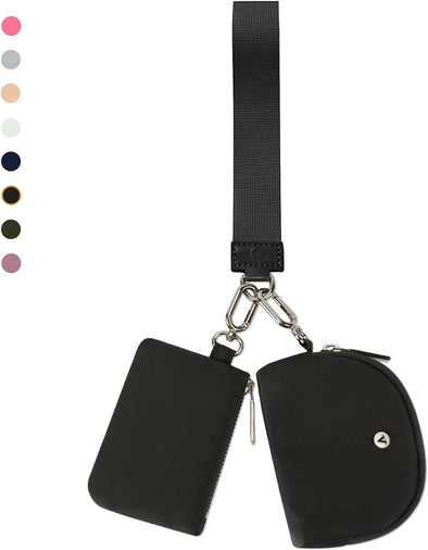 Keychain Wallet Wristlet Wallets for Women Mini Zip Dual Pouch Wristlet