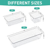 WOWBOX 6 Pack Clear Drawer Organizer Set, Acrylic Drawer Storage Trays, Storage Bins for Makeup, Cosmetics, Jewelries, Utensils, Gadgets, Office
