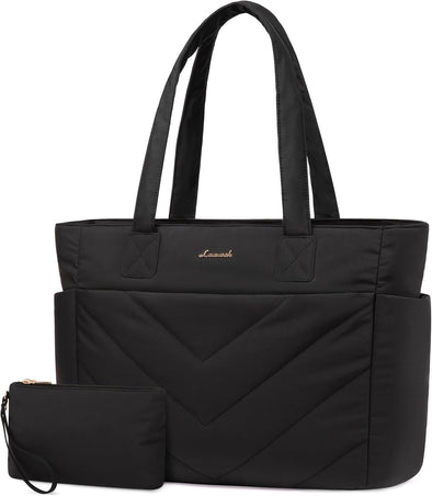 LOVEVOOK Tote Travel Bag for Women, Puffer Work Handbag with Zipper for Teacher Nurse, Quilted Laptop Shoulder Gym Bag Cute