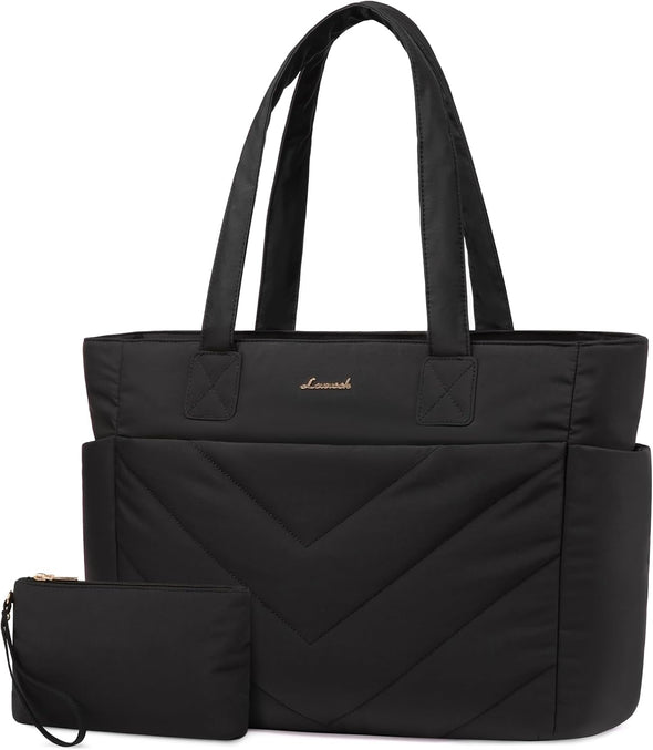 LOVEVOOK Tote Travel Bag for Women, Puffer Work Handbag with Zipper for Teacher Nurse, Quilted Laptop Shoulder Gym Bag Cute
