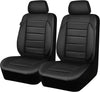 CAR PASS Faux Leather Car Seat Covers Front Seats Only, 3D Foam Support Car Seat Covers, Universal Fit for Trucks Vans Suvs Sedans Automotive Comfortable, Airbag Compatible 2 Pieces Front Solid Black