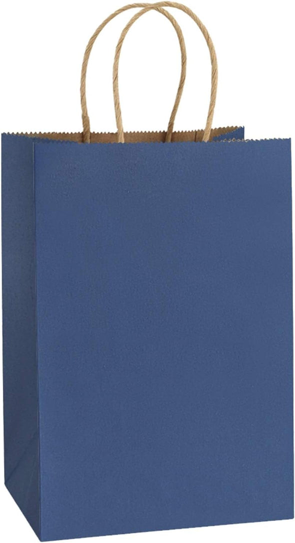 Bagdream Small Gift Bags 25Pcs 5.25X3X8 Navy Blue Paper Bags with Handles, Kraft Paper Sacks for Small Gifts, Birthday, Wedding Party Favor, Retail, Merchandise