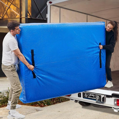 BETU Mattress Bags for Moving, Mattress Protector Waterproof Mattress Cover Queen Size Storage Bags with 8 Heavy-Duty Handles and Zipper for Bed Extra Thick Large Reusable (82"X62"X15" Blue)