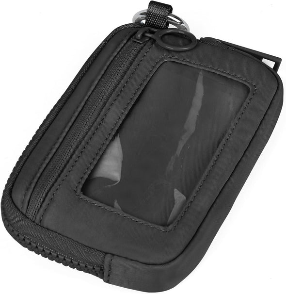 Didida the Iris Wallet Zip Card Case with ID Window Purses for Women Coin Purse with Zipper Mini Portable Keychain Wallet, Black