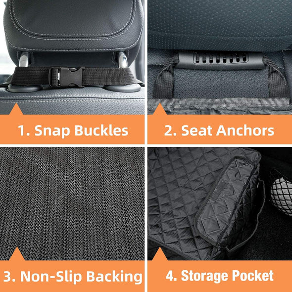 PETICON Waterproof Front Seat Car Cover 2 Pack, Full Protection Dog Car Seat Cover with Side Flaps, Nonslip Scratchproof Captain Chair Seat Cover Fits for Cars, Trucks, Suvs, Jeep, Black