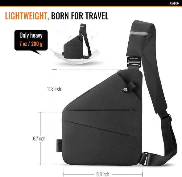 WANDER PLUS® anti Theft Crossbody Bag, Shoulder Bag Anti-Theft Design for Travel, Sport, Work