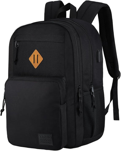 KEOFID Travel Backpack for Men and Women, anti Theft Laptop Backpack with USB Charging Port for Work, Large Bag for College, Water Resistent(Black)