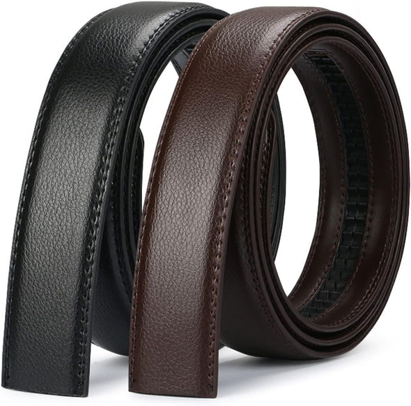 2 Pack Ratchet Belt for Men - Mens Belt Leather 1 3/8" for Casual Jeans - Fit 36" to 44" Waist Adjustable