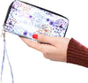 Double Zipper Long Clutch Wallet Cellphone Wallet for Women with Removable Wristlet Strap for Credit Card, Cash, Coin, Bill