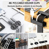 N NOROCME 192 PCS Cable Management Kit 4 Wire Organizer Sleeve,11 Cable Holder,35Cord Clips 10+2 Roll Cable Organizer Straps and 100 Fastening Cable Ties for Computer TV under Desk, Black,Clear