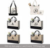 Topdesign Personalized Initial Jute/Canvas Beach Bag, Monogrammed Gift Tote Bag for Women