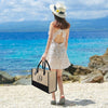 Topdesign Personalized Initial Jute/Canvas Beach Bag, Monogrammed Gift Tote Bag for Women