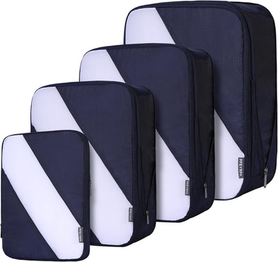 Compression Packing Cubes Set of 6, Travel Luggage Organizer for Suitcase, Packing Organizers for Travel Accessories, Breathable See through Mesh, Durable Lightweight with Shoe Bags