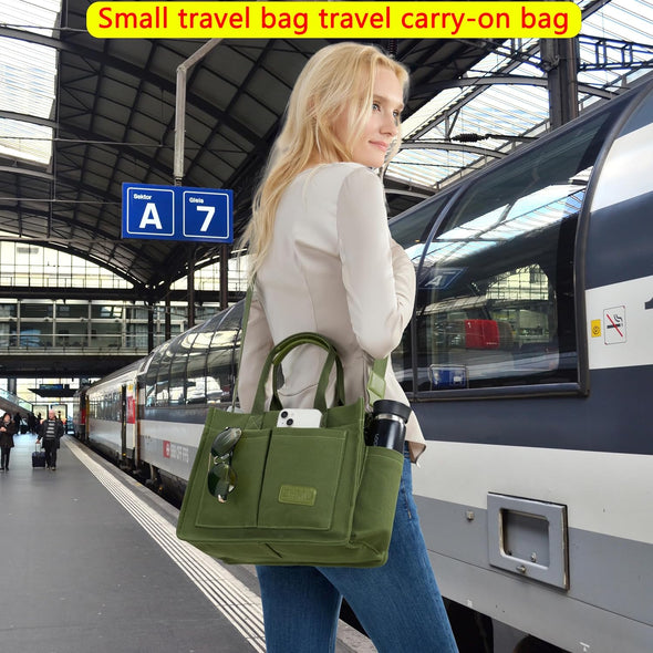 Tote Bag for Women with Compartments,Large Canvas Tote Women'S Purse Crossbody Bags Work Laptop Book Bag Satchels Handbags