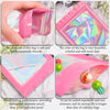100 Pack Holographic Bags, Resealable Bags Packaging Bag with Clear Window Resealable Odor Foil Pouch for Food Storage, Lipgloss&Jewelry Lash Packaging(Pink, 2.4 X 3.9 Inch)