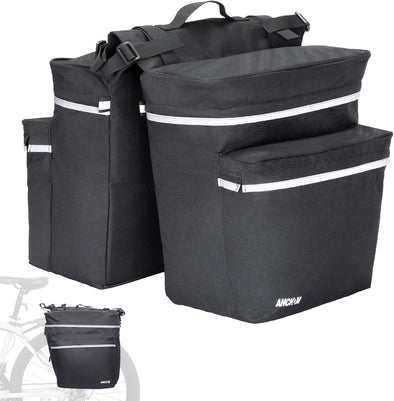 Bike Panniers, 34L Upgraded Water Resistant Saddle Bags for Bicycle Rear Racks, Bike Accessories for Mountain, Road & Electric Bikes, Bike Bag for Commuting Black
