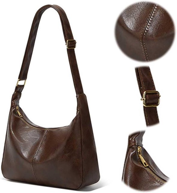 Slouchy Hobo Bags for Women Leather Shoulder Bag Everyday Purse Vintage Slouchy Bag Hobo Purse with Zipper