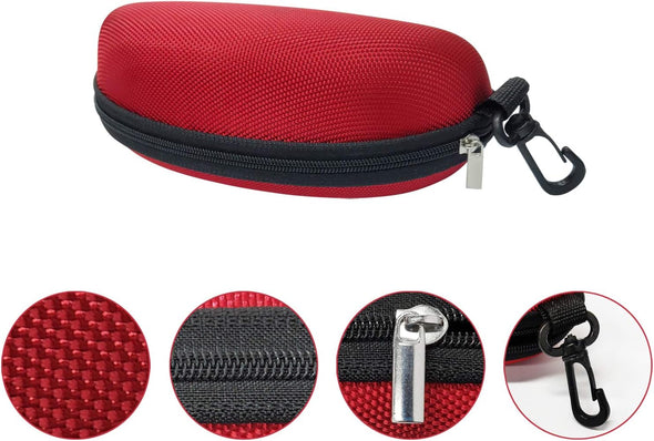 3 Pack Sunglasses Case, Eyeglasses Case for Men and Women, Portable Zipper Protect Case with Clip, Fit for Safety Glasses Safety Goggles 3D Glasses and Reading Glasses