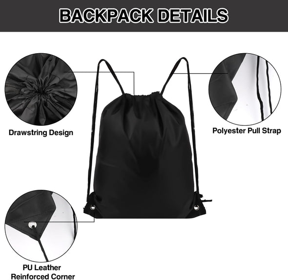Drawstring Backpack 6 Colors Drawstring Bags, Draw String Back Bag Drawstring Bags Bulk for Sports, Gym, Travel, Swimming, Beach (6 PACK)