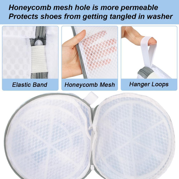 Vivifying Shoe Washing Machine Bag, 2 Pack Honeycomb Mesh Laundry Bag with Zipper for Sneakers, Running Shoes, Sock, Bras, Delicates and Toys