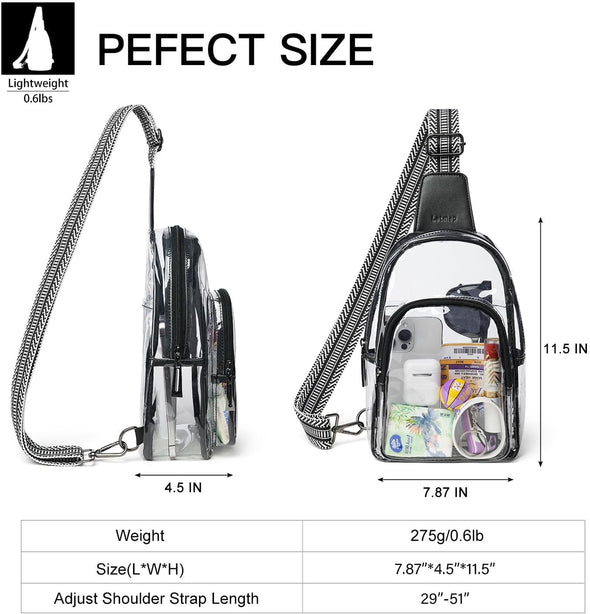 Clear Bag for Stadium Events, Clear Purse for Women Stadium Crossbody Bag, Transparent Bag for Concerts Sports