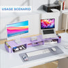 Gianotter Dual Monitor Stand Riser, Desk Organizer with Drawer and 2 Pen Holders, Desk Organizers and Accessories, Purple Office Decor (Purple)