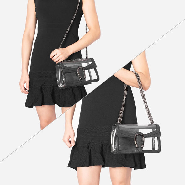 Joryin Women'S Stadium Approved Crossbody Bag for Women, Small Clear Bag Shoudler Purse with Chain Strap