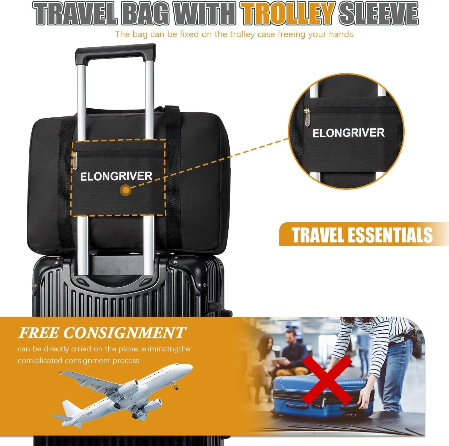 ELONGRIVER Travel Duffel Bag ELONGRIVER Travel Duffel Bag