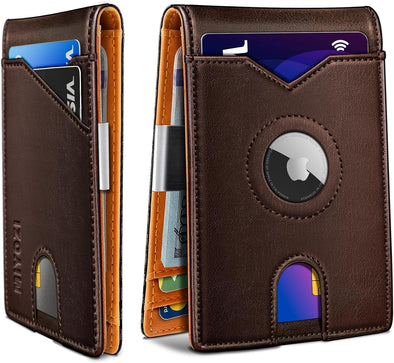Airtag Wallet for Men,With Money Clip 11 Cards Slim Front Pocket Leather RFID Blocking Wallet with Gift Box