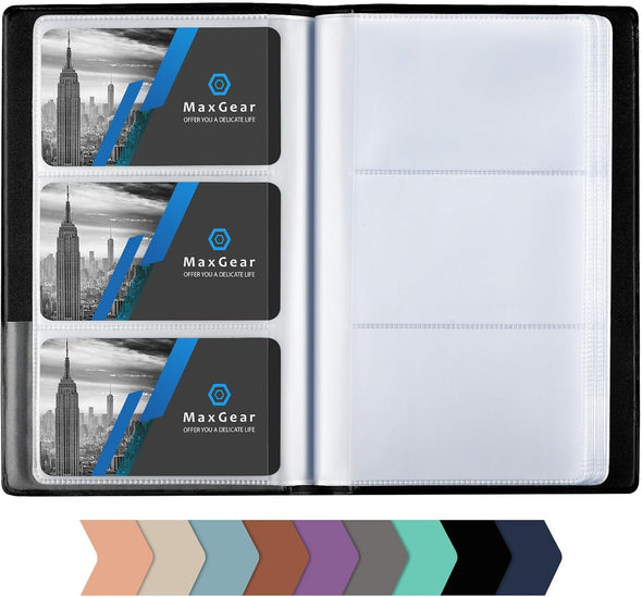 Maxgear Business Card Organizer, 240 Cards Book Portable Business Card Holder for Men & Women, Professional PU Credit Cards Binder File Storage, Black
