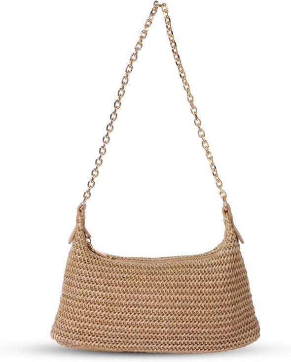 Women'S Straw Woven Beach Bag Summer Vacation Shoulder Purse
