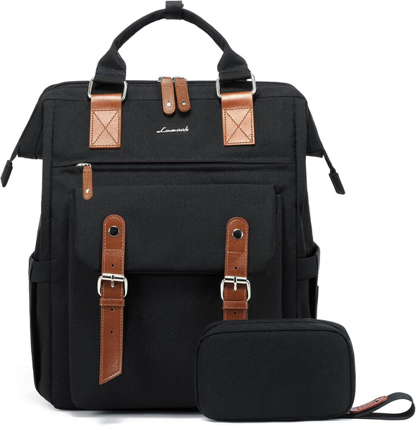 LOVEVOOK Laptop Backpack for Women Work Travel Backpack Purse, Commuter Business Computer Bag Teacher Nurse Bags, College School Backpack Student Bookbag with Multi-Pockets, 15.6 Inch, Black-Brown