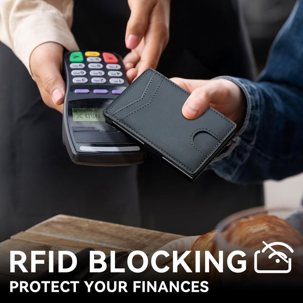 Furid Smart Wallet for Men Slim Minimalist: Metal Pop up Wallet Card Holder - Rfid Blocking Wallet Gift for Male Husband