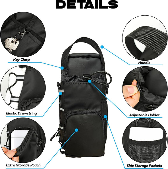 Magnetic Gym Bag for Men and Women, Magnetic Water Bottle Holder for Gym, Small Gym Bag, Gym Gifts for Women and Men (All Black)