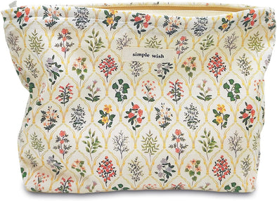 STARDW Aesthetic Floral Makeup Bag Cute Small Cosmetic Bags for Women Girls, Travel Toiletry Bag Large Capacity Zipper Makeup Pouch, Purse Organizer Pouches(Garden)