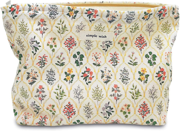 STARDW Aesthetic Floral Makeup Bag Cute Small Cosmetic Bags for Women Girls, Travel Toiletry Bag Large Capacity Zipper Makeup Pouch, Purse Organizer Pouches(Garden)