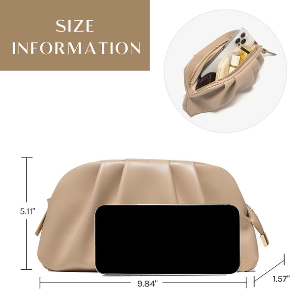 SWEETV Dressy Vegan Leather Clutch Purse for Women Formal, Soft Pleated PU Evening Clutch for Weddings, Proms, Cocktail-Gemma